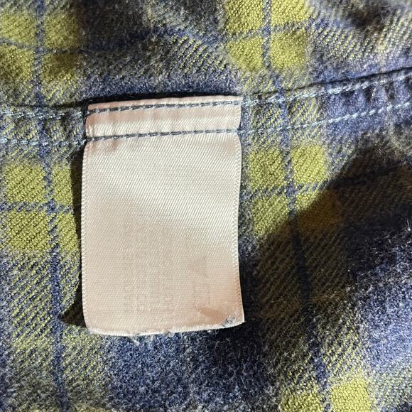 Orvis ShOrvisirt Mens XL Blue Yellow Plaid Flannel Button Down Long Sleeves Work - Picture 7 of 10